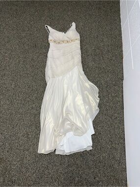 Atelier Alyce Ivory Embellished V-Neck Evening Dress women’s size 10 polyester